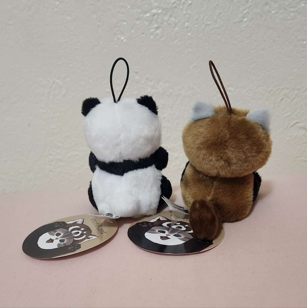 Mofusand Panda Meow and Red Panda Meow Plush Keychain Set - Picture 2 of 4